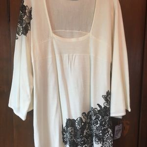 Unity Sweater  White with black flocked design